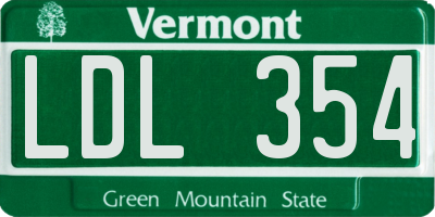 VT license plate LDL354