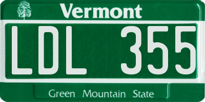 VT license plate LDL355