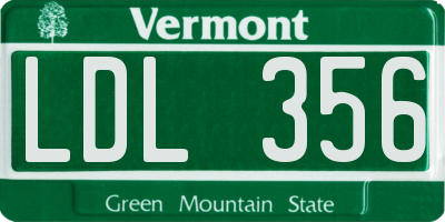 VT license plate LDL356