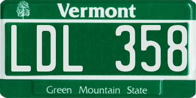 VT license plate LDL358