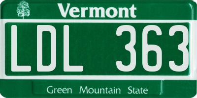 VT license plate LDL363
