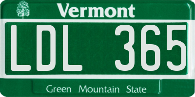 VT license plate LDL365