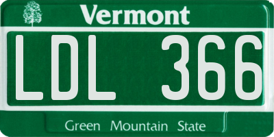 VT license plate LDL366
