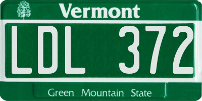 VT license plate LDL372