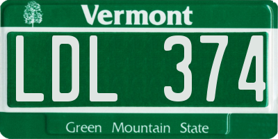 VT license plate LDL374