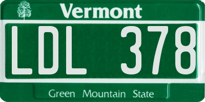 VT license plate LDL378