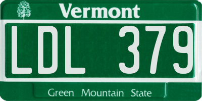 VT license plate LDL379