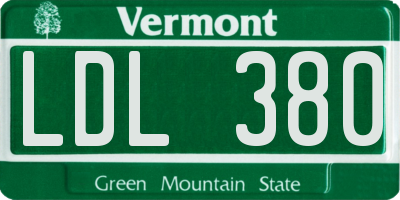 VT license plate LDL380
