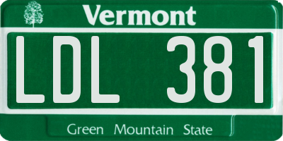 VT license plate LDL381