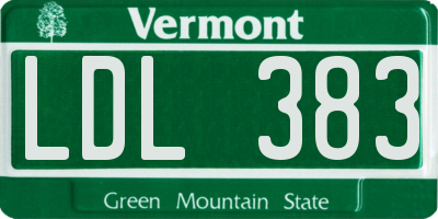 VT license plate LDL383