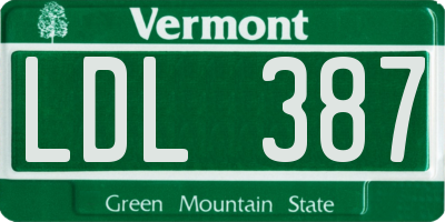 VT license plate LDL387