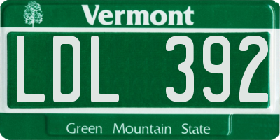 VT license plate LDL392