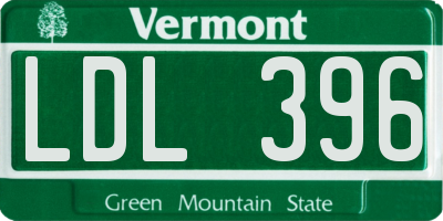 VT license plate LDL396