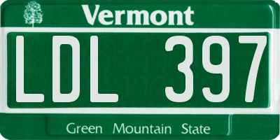 VT license plate LDL397