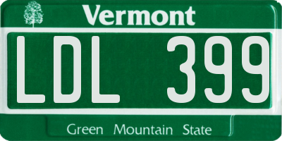 VT license plate LDL399