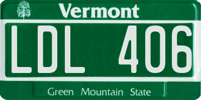 VT license plate LDL406