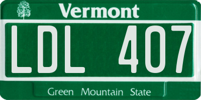 VT license plate LDL407