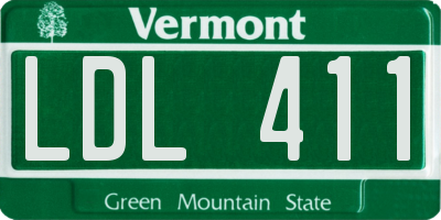 VT license plate LDL411