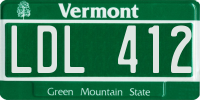 VT license plate LDL412