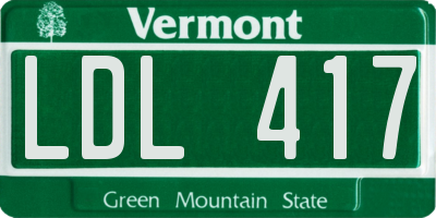 VT license plate LDL417
