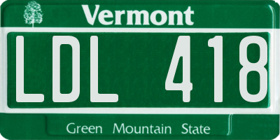 VT license plate LDL418