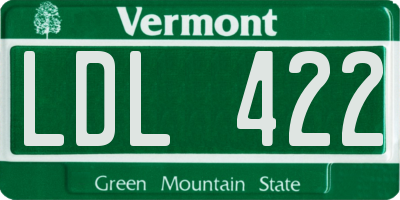 VT license plate LDL422