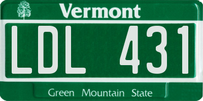 VT license plate LDL431