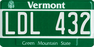 VT license plate LDL432
