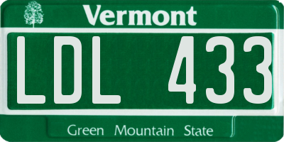 VT license plate LDL433