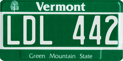 VT license plate LDL442