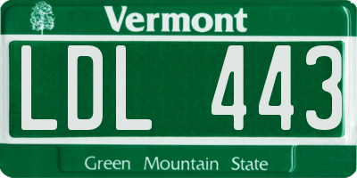 VT license plate LDL443