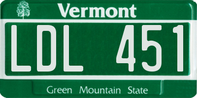 VT license plate LDL451