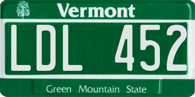 VT license plate LDL452