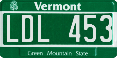 VT license plate LDL453