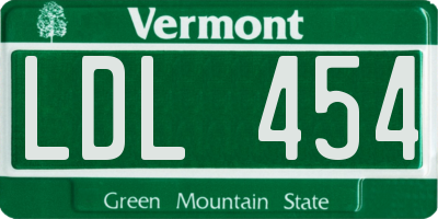 VT license plate LDL454