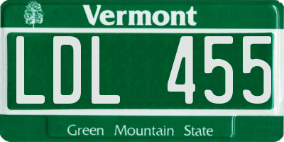 VT license plate LDL455
