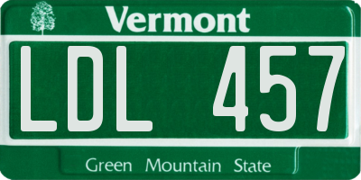 VT license plate LDL457