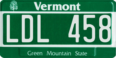 VT license plate LDL458