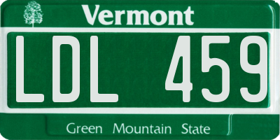 VT license plate LDL459