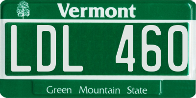VT license plate LDL460