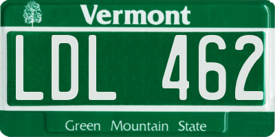VT license plate LDL462