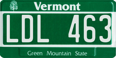 VT license plate LDL463