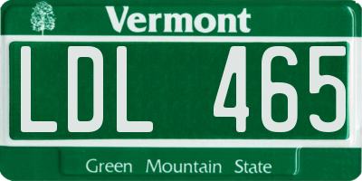 VT license plate LDL465