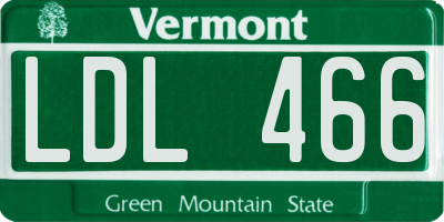 VT license plate LDL466