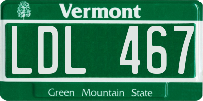 VT license plate LDL467