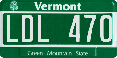 VT license plate LDL470