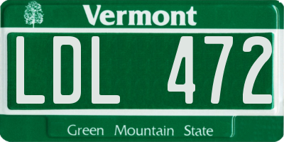 VT license plate LDL472