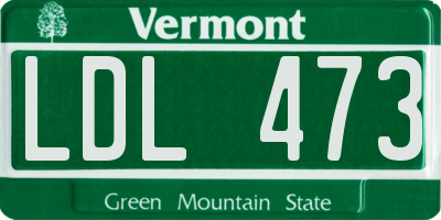 VT license plate LDL473