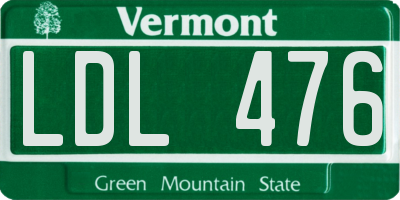 VT license plate LDL476