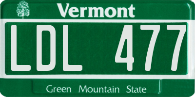 VT license plate LDL477
